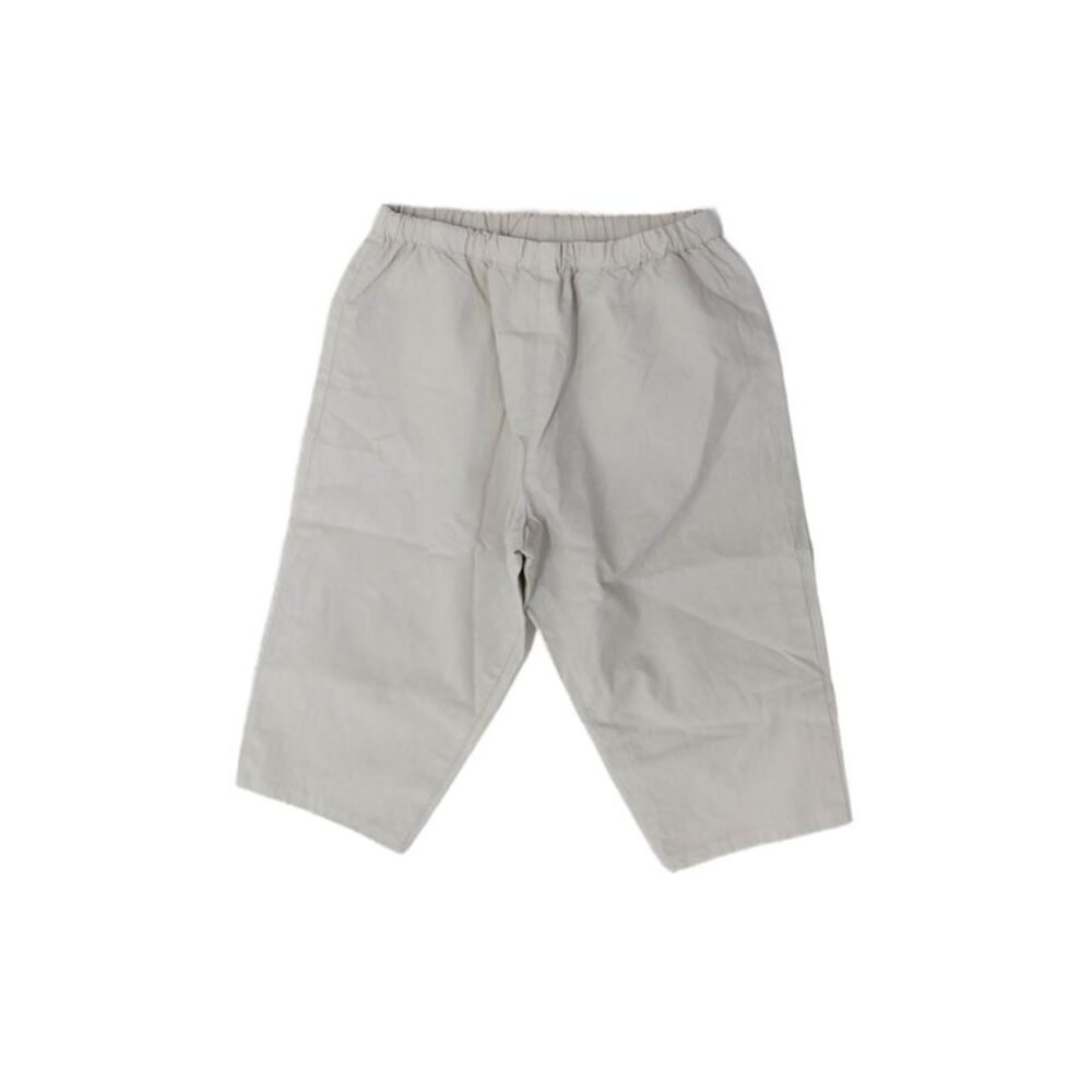 Bonpoint Unisex Kids Elastic Waistband Straight Leg Pants Beige Cotton Size 12M